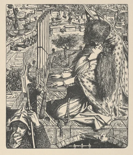 St. Cecily / Cecilia (Illustration for The Palace of Art in Tennyson's Poems, New York, 1903) by Dante Gabriel Rossetti, print, 1857-1903