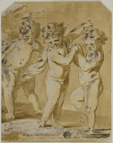 Putti Bacchanale by Unknown Artist, drawing, 1700-1799