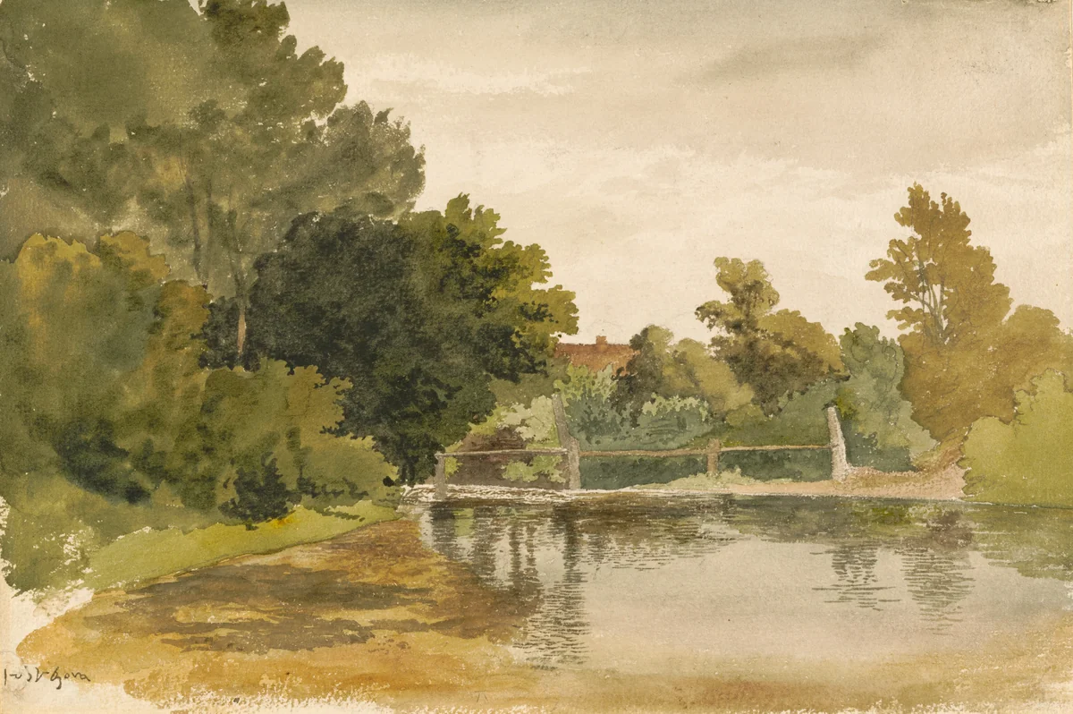 Reflections in a Wooded Pool by Robert Hills, drawing, 1769-1844