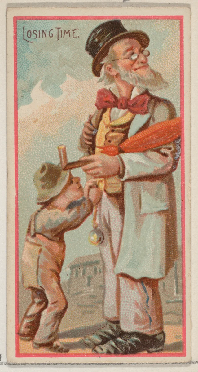 Losing Time, from the Jokes series (N87) for Duke brand cigarettes by W. Duke, Sons & Co., print, 1890
