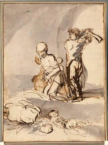 Beheading of Anabaptist Martyrs by Rembrandt van Rijn, drawing, 1637-1643