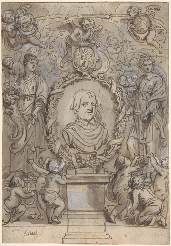 Design for a Title Page by Abraham van Diepenbeeck, drawing, 1610-1675