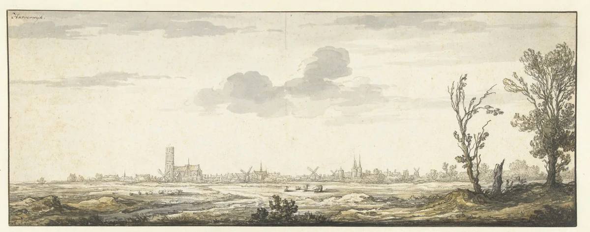 Gezicht op Harderwijk by Aelbert Cuyp, drawing, 1630-1691