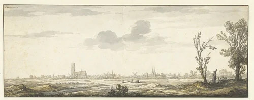 Gezicht op Harderwijk by Aelbert Cuyp, drawing, 1630-1691