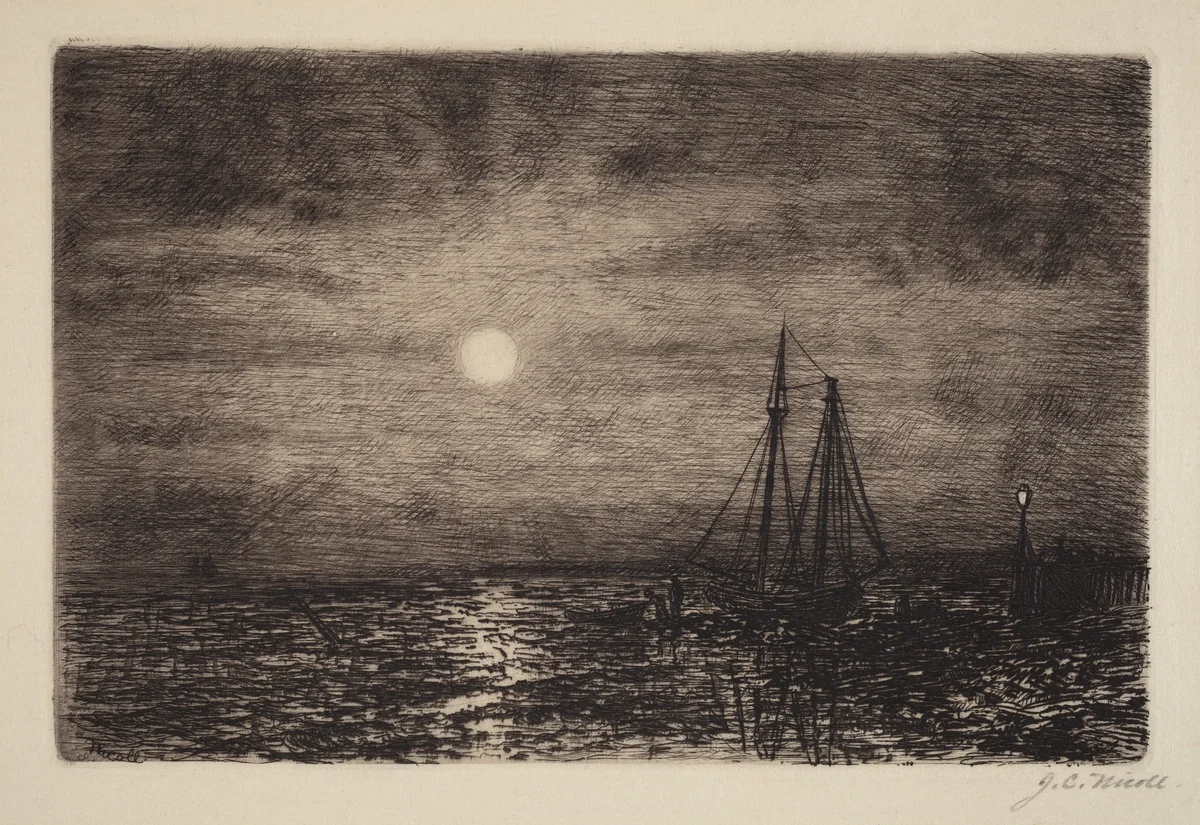 Moonlight at Low Tide by James Craig Nicoll, print, 1885