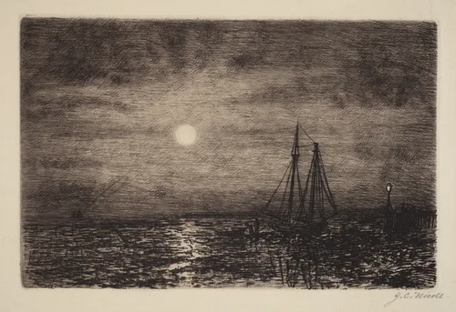 Moonlight at Low Tide by James Craig Nicoll, print, 1885
