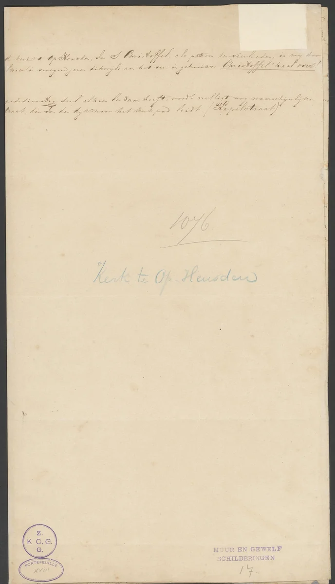 Legenda van de muurschildering uit de kerk in Opheusden by anonymous, drawing, 1800-1899