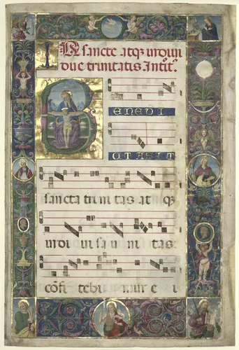 The Trinity: Leaf from a Gradual with Initial B by Perugino, manuscript, 1496-1502