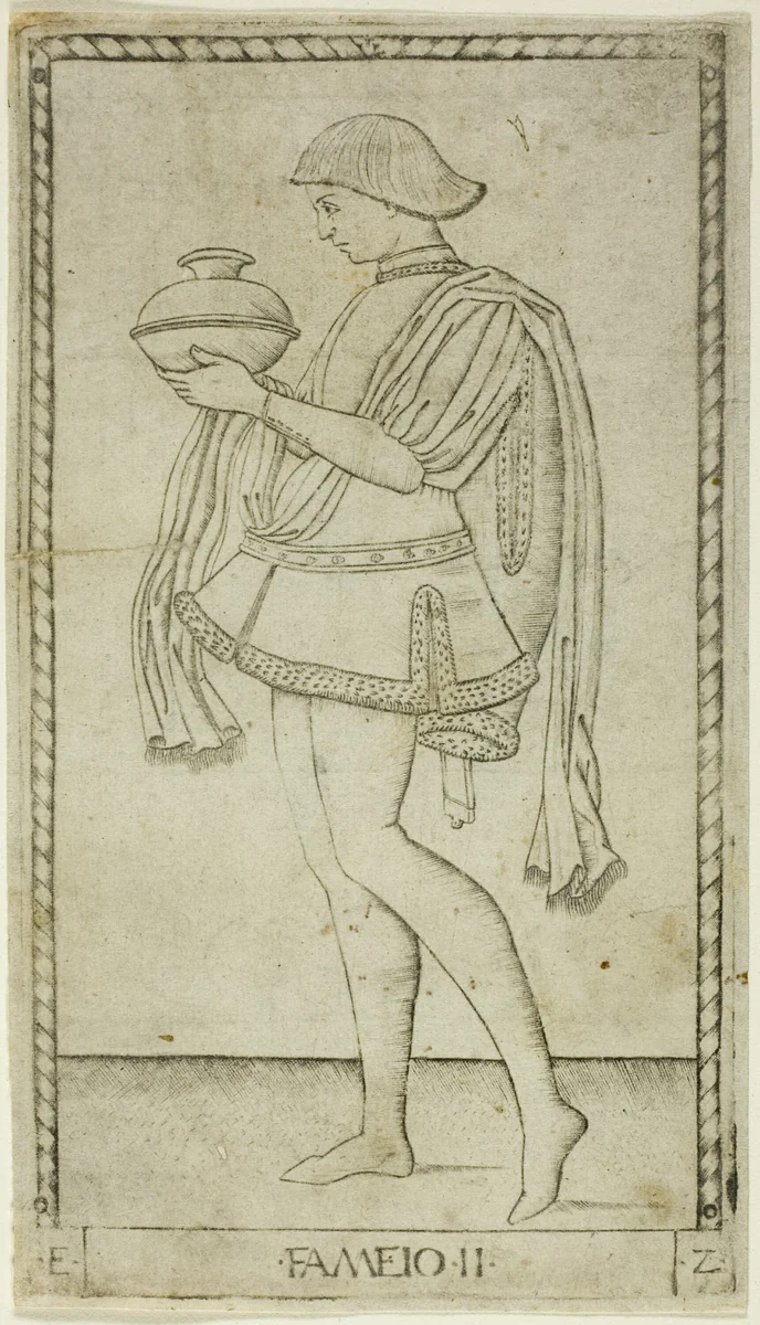 The Servant, plate two from The Ranks and Conditions of Men by Master of the E-Series Tarocchi, print, 1460-1470