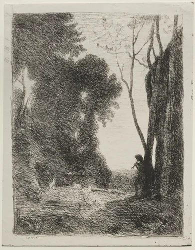 The Little Shepherd by Jean-Baptiste-Camille Corot, print, 1921