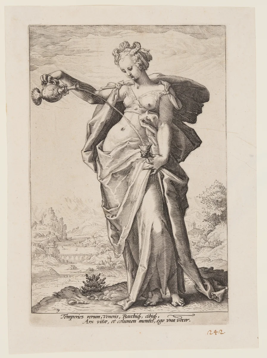 Temperance, from The Virtues by Jacob Matham, print, 1593