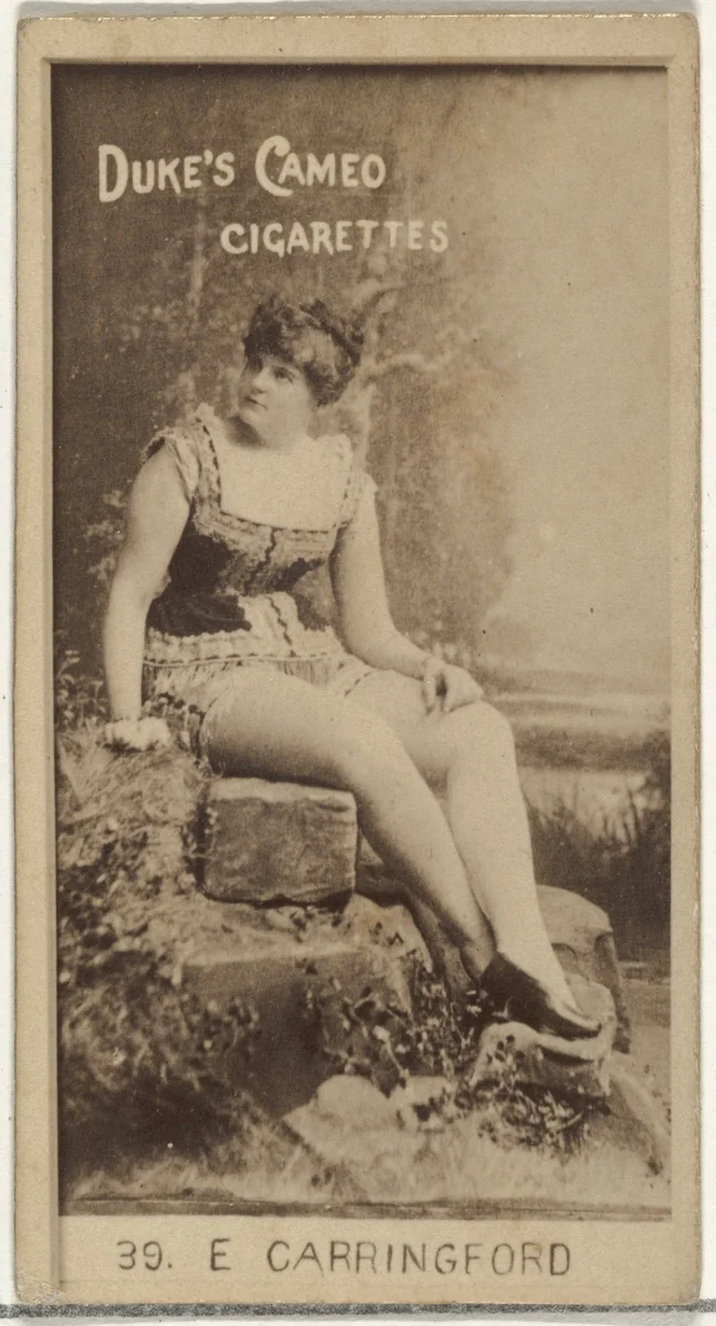 Card Number 39, E. Carringford, from the Actors and Actresses series (N145-4) issued by Duke Sons & Co. to promote Cameo Cigarettes by W. Duke, Sons & Co., photograph, 1880-1889