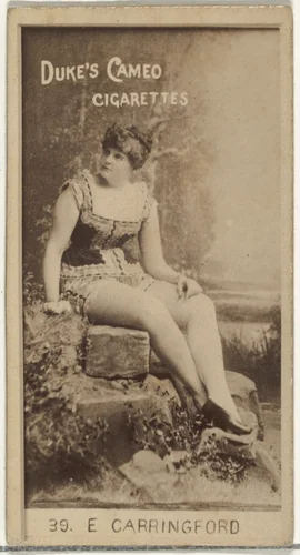 Card Number 39, E. Carringford, from the Actors and Actresses series (N145-4) issued by Duke Sons & Co. to promote Cameo Cigarettes by W. Duke, Sons & Co., photograph, 1880-1889