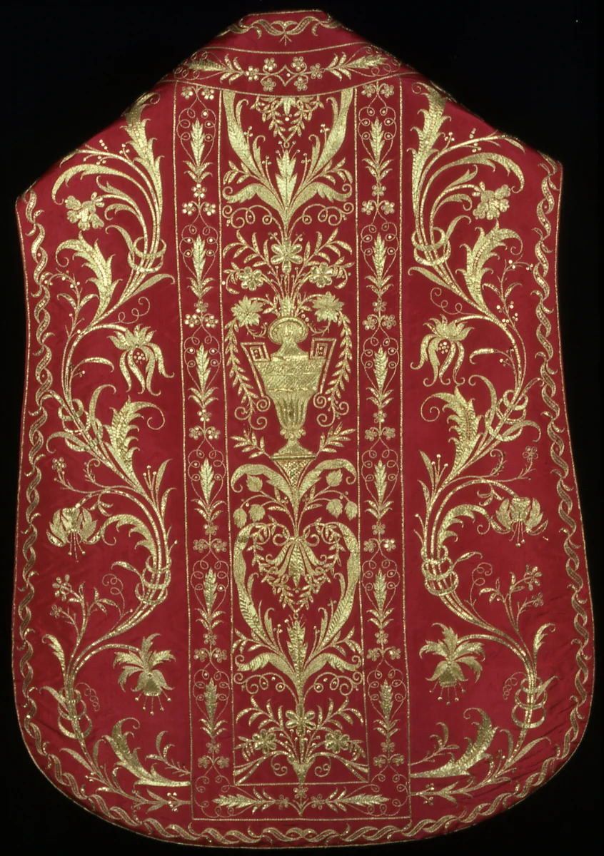 Chasuble, Stole, Maniple, and Burse by Probably Italy or France, textile, 1775-1825