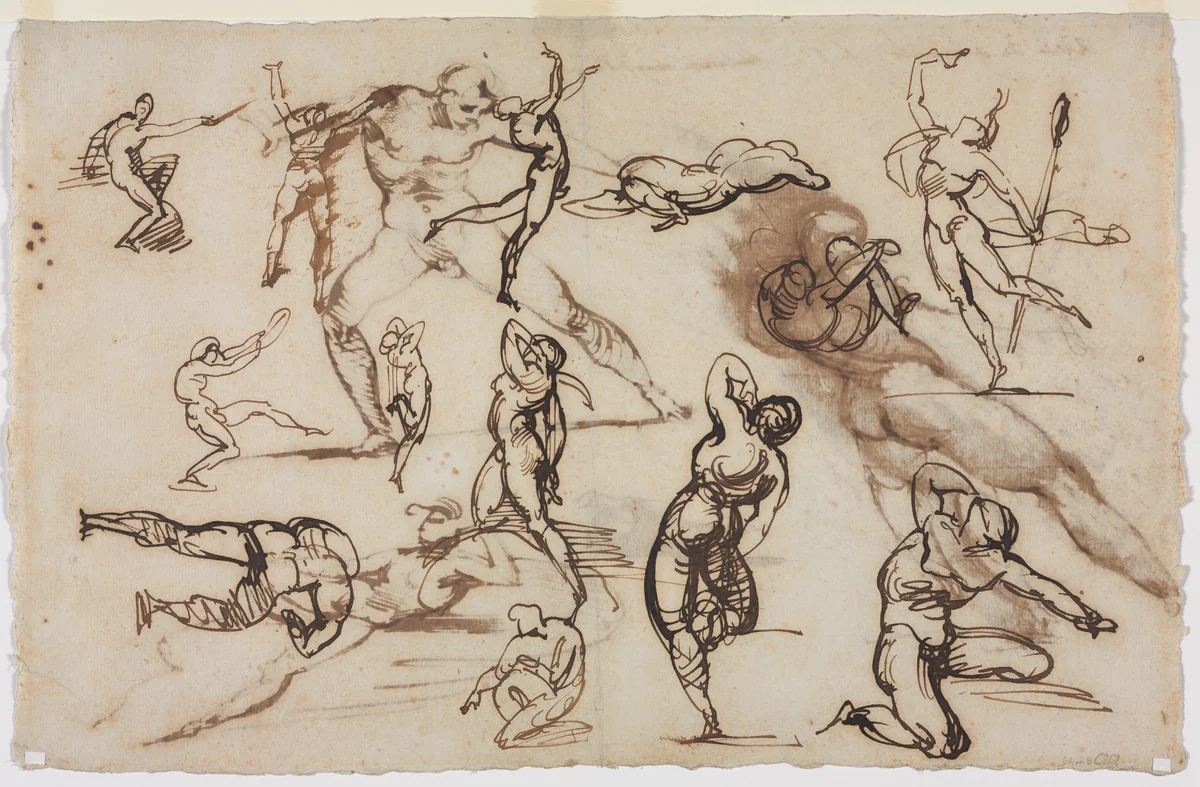 Sheet of Sketches (verso) by Théodore Géricault, drawing, 1819
