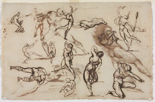 Sheet of Sketches (verso) by Théodore Géricault, drawing, 1819