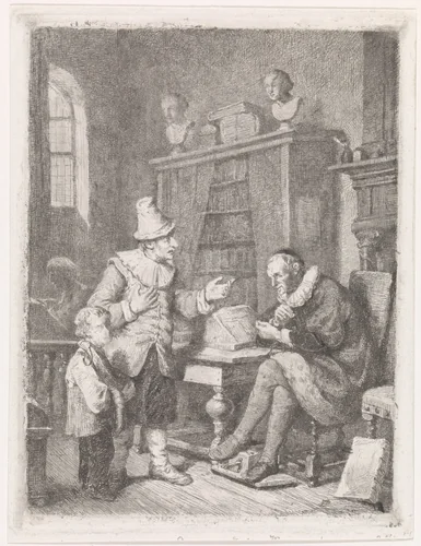 Bij de advocaat by David van der Kellen, print, 1837-1882