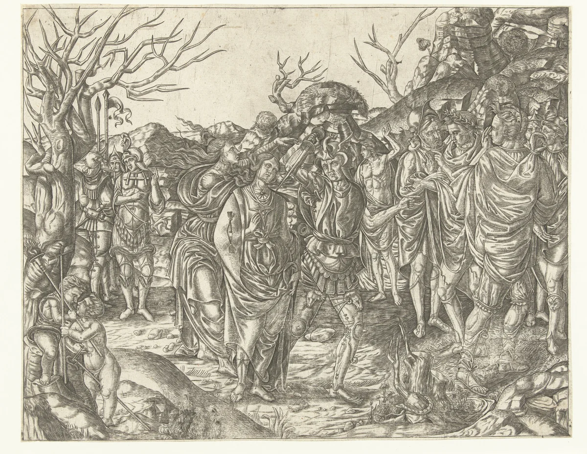 Virginia wordt met dolk doodgestoken door haar vader by anonymous, print, 1500-1510