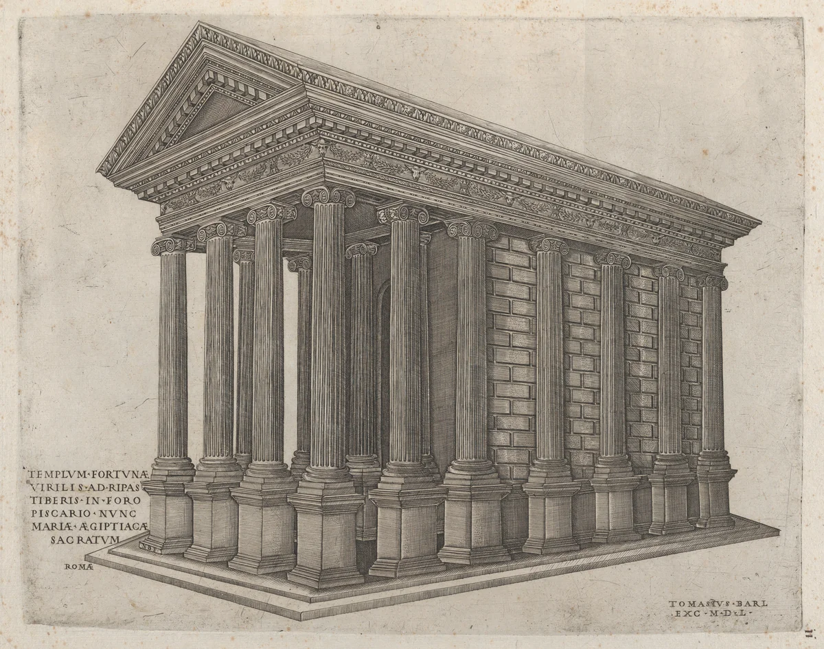 The Temple of Fortune in Rome, from "Speculum Romanae Magnificentiae" by Nicolas Beatrizet, print, 1530-1580