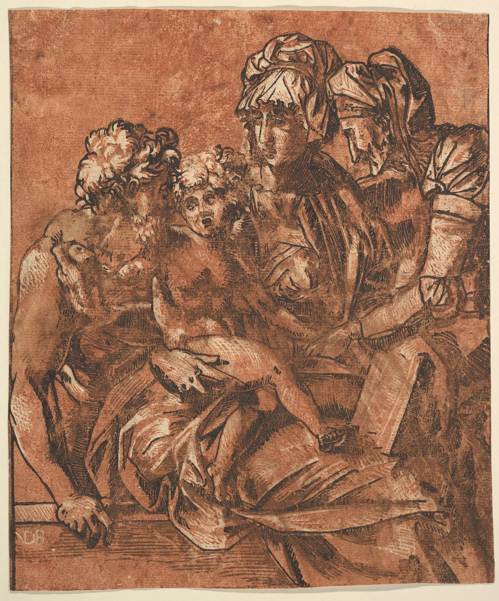 Holy Family by Master ND, print, 1539-1549