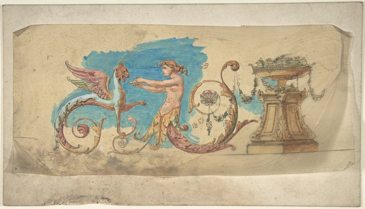Grotesque Frieze by anonymous, drawing, 1800-1899