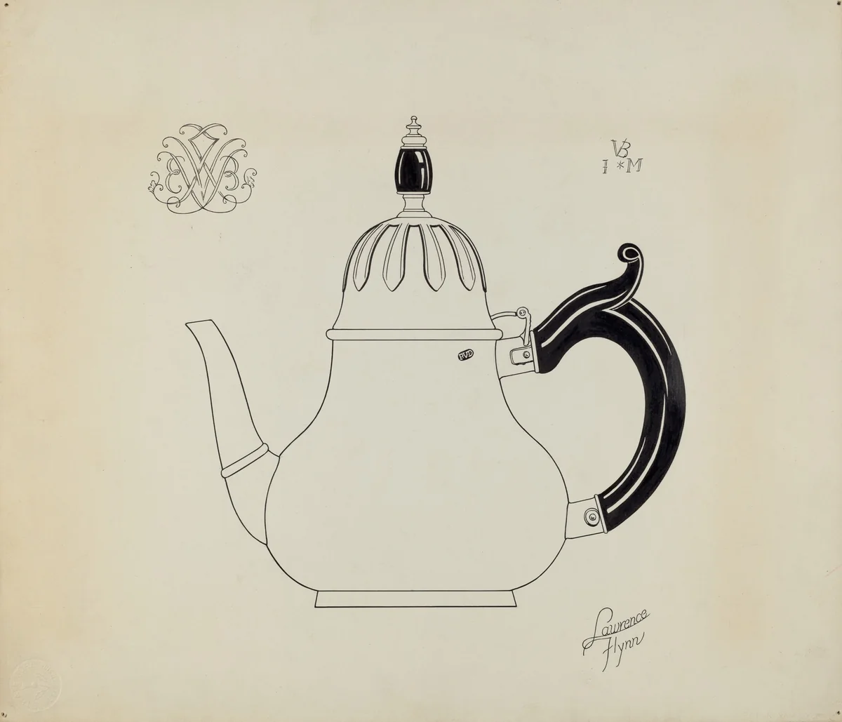 Silver Teapot by Lawrence Flynn, index of american design, 1938