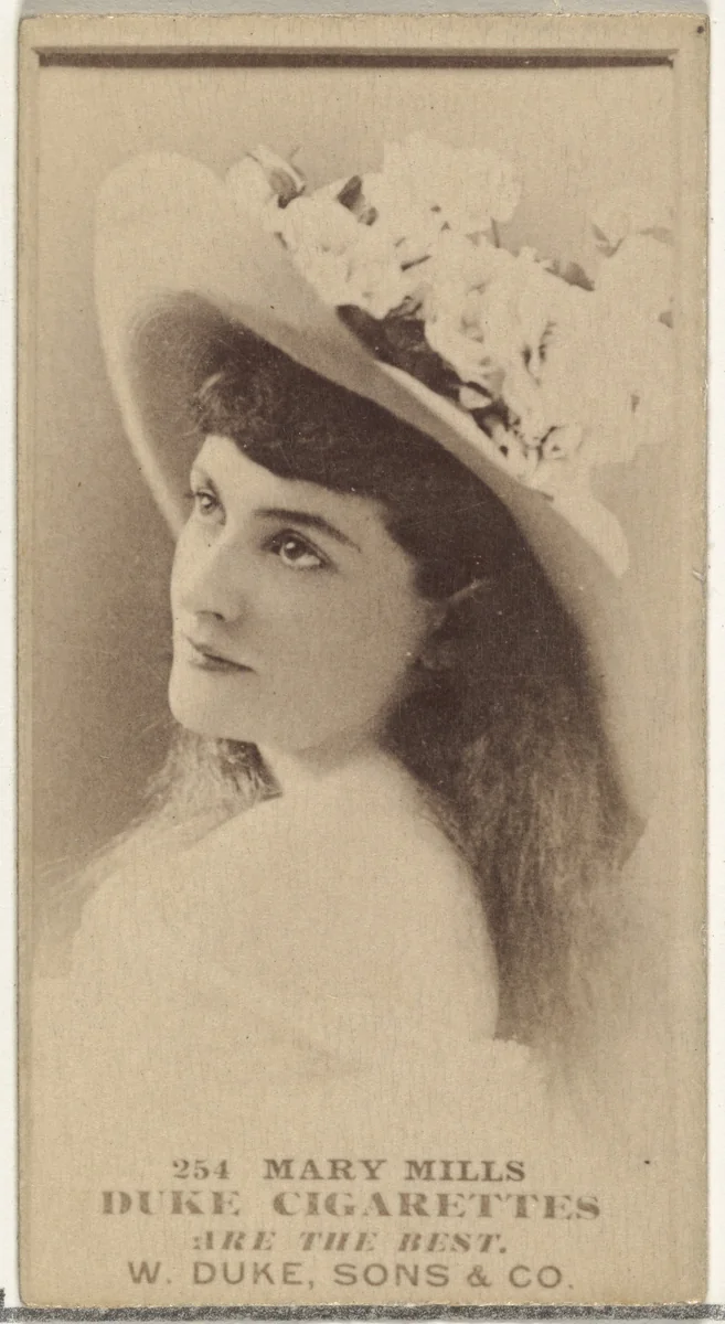 Card Number 254, Mary Mills, from the Actors and Actresses series (N145-7) issued by Duke Sons & Co. to promote Duke Cigarettes by W. Duke, Sons & Co., photograph, 1880-1889