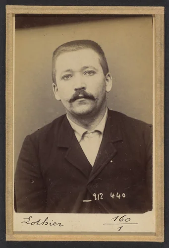 Lothier. Gaston. 27 ans, né le 27/12/66 à St Thomas (Charente-Inférieure). Menuisier. Anarchiste. 1/1/94. by Alphonse Bertillon, photograph, 1894