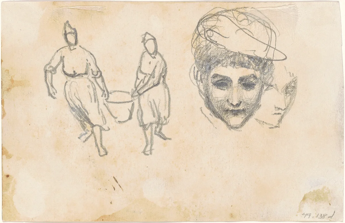 Studies of Peasants [verso] by John Singer Sargent, drawing, 1870-1872
