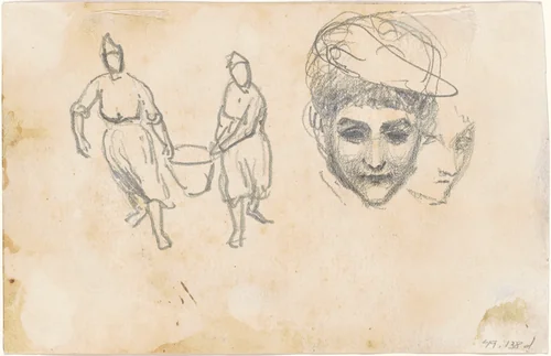Studies of Peasants [verso] by John Singer Sargent, drawing, 1870-1872