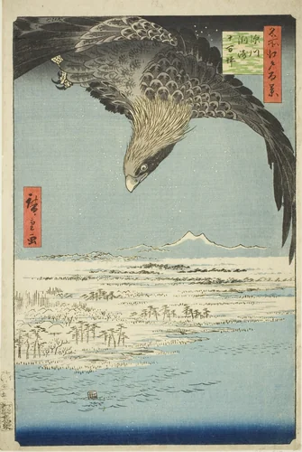 Fukagawa Susaki and Jumantsubo (Fukagawa Susaki Jumantsubo), from the series "One Hundred Famous Views of Edo (Meisho Edo hyakkei)" by Utagawa Hiroshige (歌川広重), print, 1857