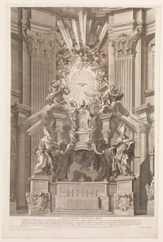 Cathedram S. Petri in interiore templi fronte...Plate 41 from the Album 'Basilica di S. Pietro in Vaticano' by François Spierre, print, 1666-1700