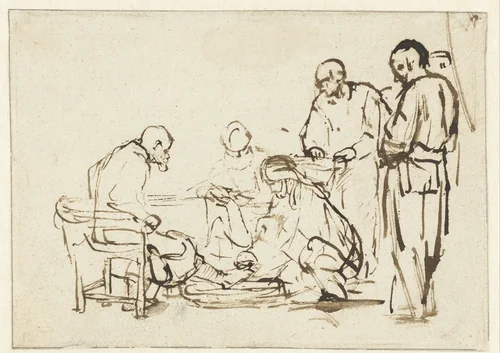 Christ Washing the Disciples’ Feet by Rembrandt van Rijn, drawing, 1640-1650