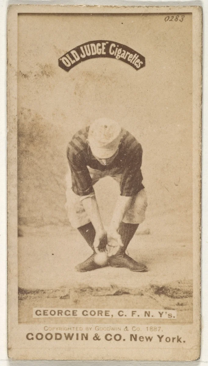 George F. "Piano Legs" Gore, Center Field, New York, from the Old Judge series (N172) for Old Judge Cigarettes by Goodwin & Company, photograph, 1887