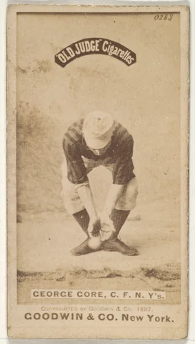 George F. "Piano Legs" Gore, Center Field, New York, from the Old Judge series (N172) for Old Judge Cigarettes by Goodwin & Company, photograph, 1887