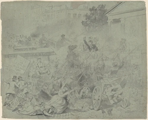 New York—Street Scene by Emanuel Leutze, drawing, 1859-1868