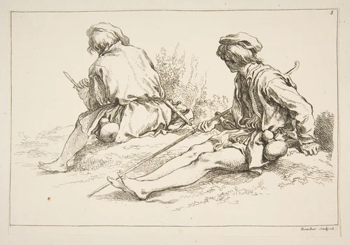 Sheet of Sketches, from "Livre d’étude d’après les desseins originaux de Blomart" by François Boucher, print, 1735