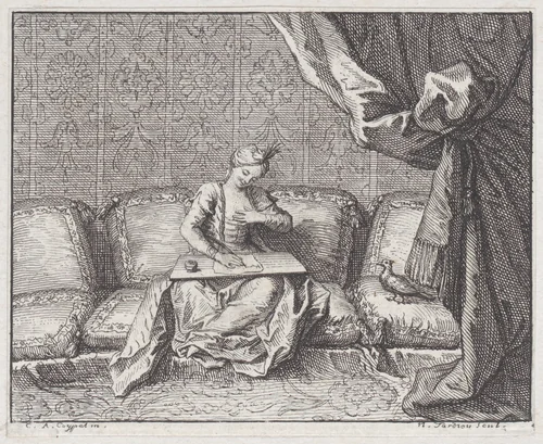 Book 3, Fable 4: The Two Pigeons (Les Deux Pigeons), from "Fables Nouvelles" by Nicolas Henry Tardieu, print, 1719