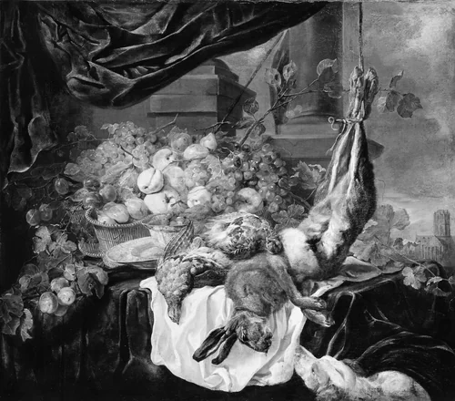 A Hare, Partridges, and Fruit by Jan Fyt, painting, 1611-1661