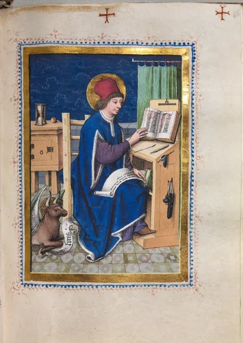Gospel Book with Evangelist Portraits: Saint Luke by Master of the House-Book, book, 1480-1500