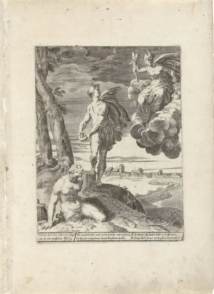 Berouw brengt waarheid aan het licht en aanschouwt Gods rechtvaardigheid by Unknown, print, 1566-1578