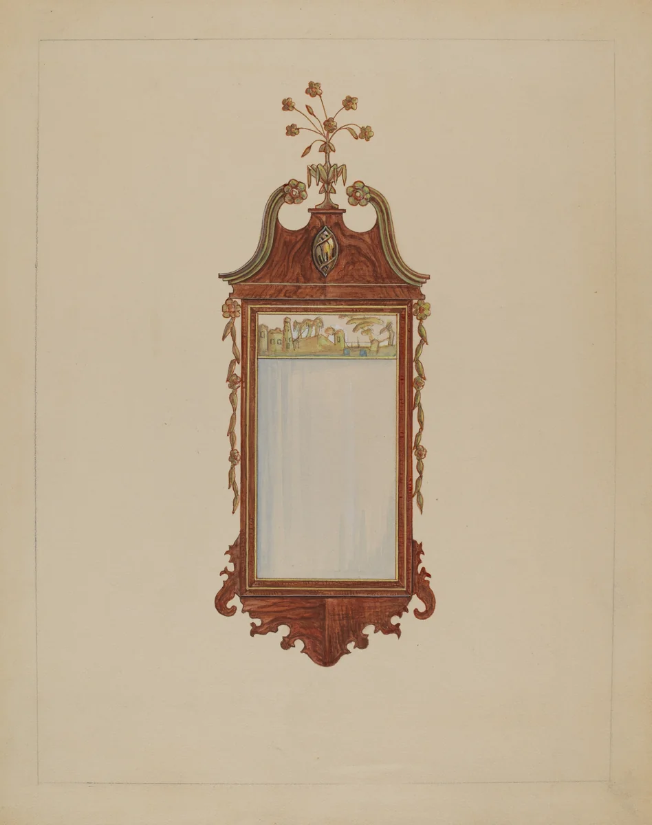 Hepplewhite Mirror by Nicholas Gorid, index of american design, 1935-1942