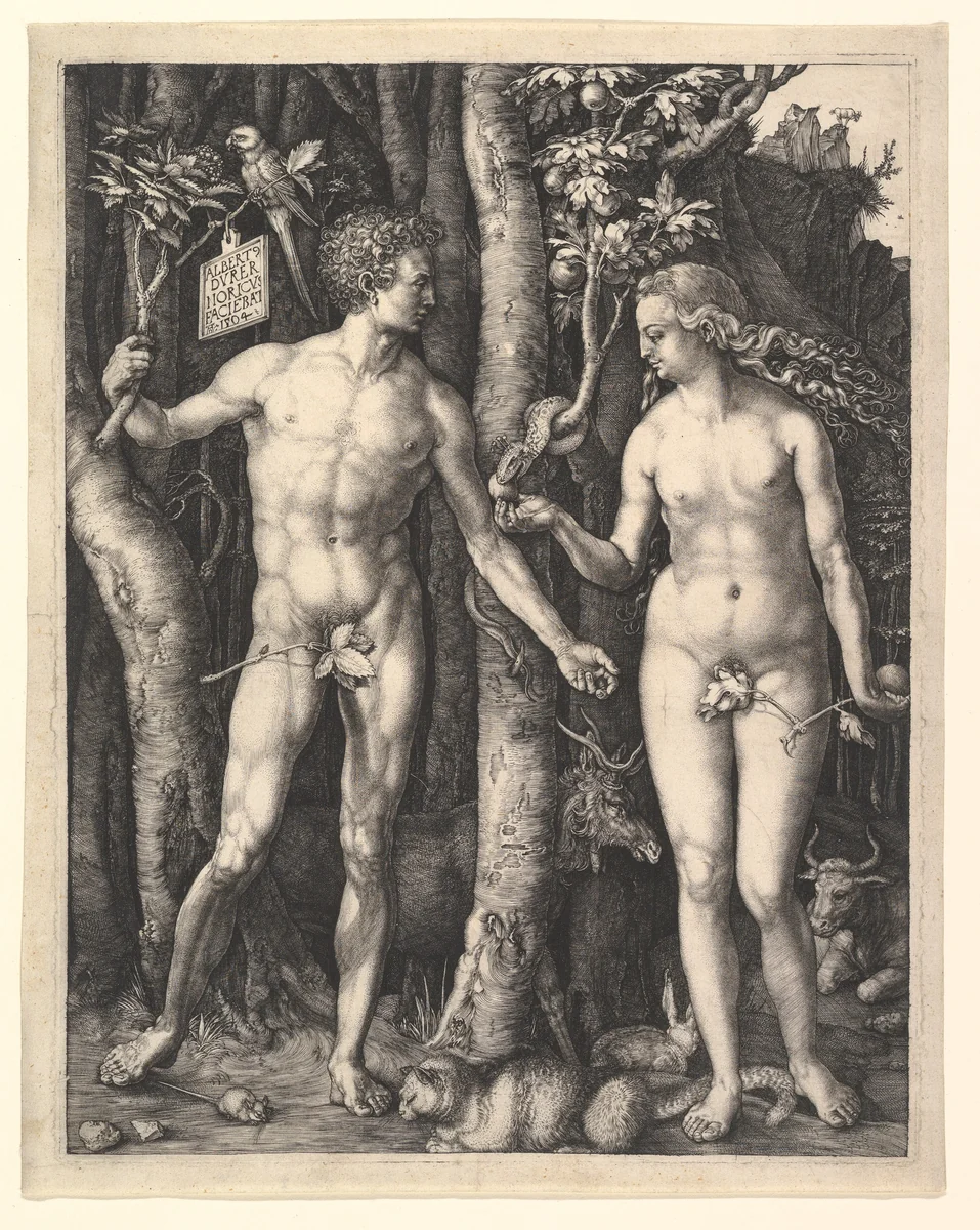 Adam and Eve by Albrecht Dürer, print, 1504