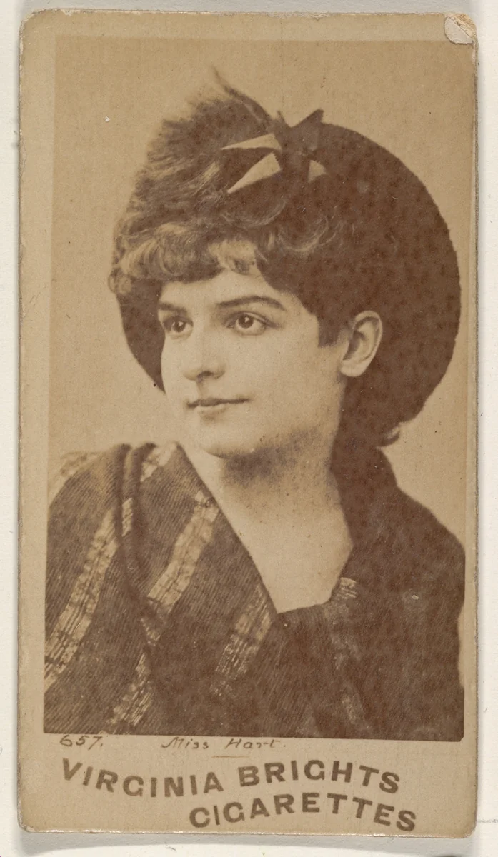 Card 657, Miss Hart, from the Actors and Actresses series (N45, Type 1) for Virginia Brights Cigarettes by Allen & Ginter, photograph, 1885-1891