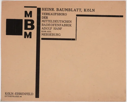 Heinr. Baumblatt-Köln, Verkaufsbüro der Mitteldeutschen Badeofenfabrik by Franz Wilhelm Seiwert, design