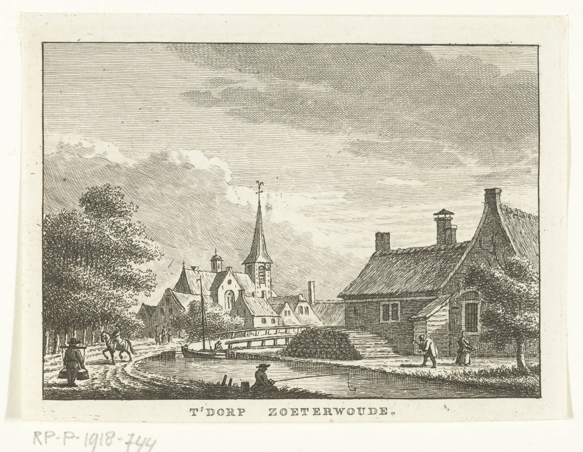 Dorpsgezicht te Zoeterwoude by Carel Frederik Bendorp, print, 1786-1792
