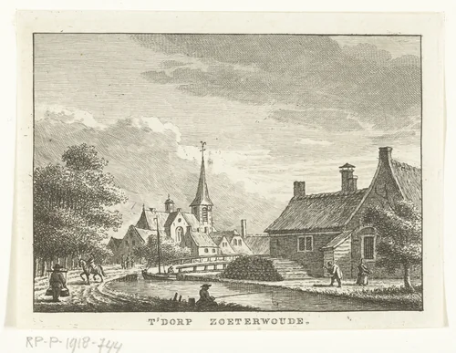 Dorpsgezicht te Zoeterwoude by Carel Frederik Bendorp, print, 1786-1792