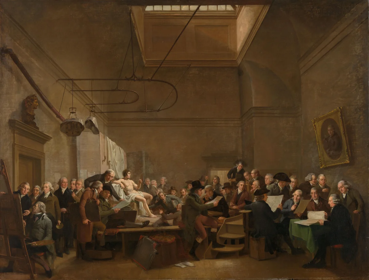 The Drawing Gallery of the Felix Meritis Society by Adriaan de Lelie, painting, 1801
