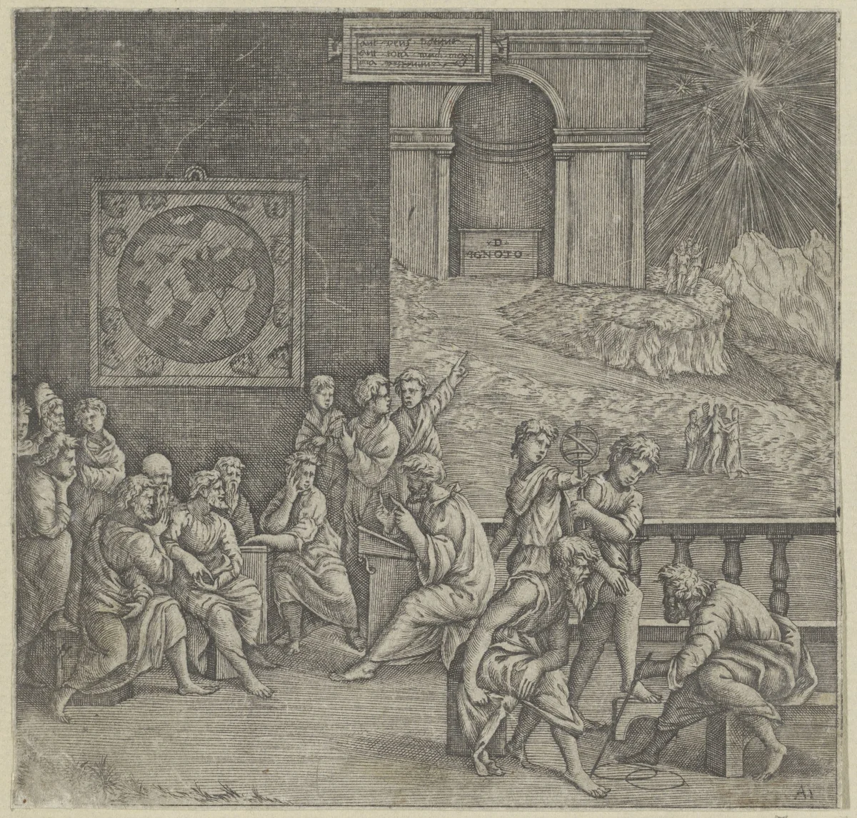 School van een filosoof by Unknown, print, 1515-1565