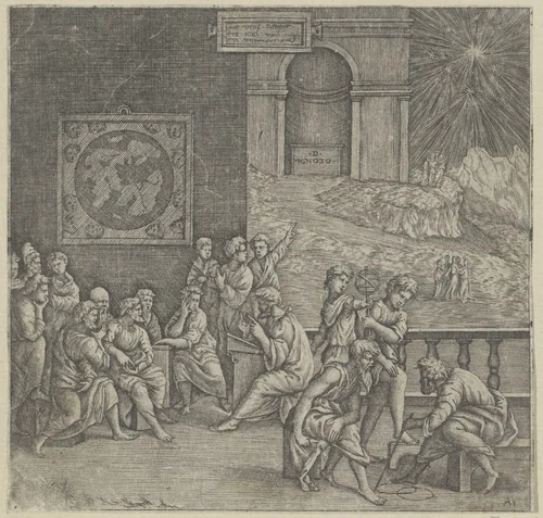 School van een filosoof by Unknown, print, 1515-1565